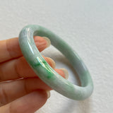 53.2mm A-Grade Natural Lavender Green Jadeite Modern Oval Bangle No. 152025