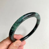 SOLD OUT: 61.8mm A-Grade Natural Black Bluish Green Modern Round Bangle No. 152026