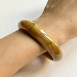 54.5mm A-Grade Natural Brown Jadeite Modern Round Bangle No. 600147