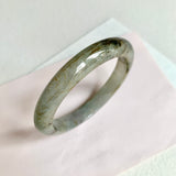 56.3mm A-Grade Natural Green Grey Modern Round Bangle No. 600121