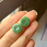 7 cts A-Grade Natural Imperial Green Jadeite Donut Pair No.180821