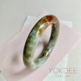 54mm A-Grade Natural Bluish Green Brown Traditional Round Bangle No. 152027