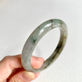 56.3mm A-Grade Natural Green Grey Modern Round Bangle No. 600121