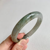 56.3mm A-Grade Natural Green Grey Modern Round Bangle No. 600121