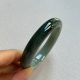 52.4mm A-Grade Natural Bluish Green Jadeite Modern Round Bangle No. 600153