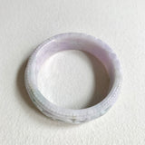 59.4mm A-Grade Natural Lavender Green Modern Round Bangle (With Carving) No. 151263