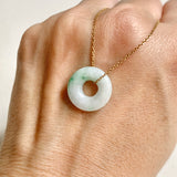 A-Grade Natural Moss On Snow Jadeite Bagel Piece No. 172479