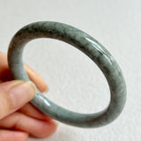 53mm A-Grade Natural Bluish Green Jadeite Traditional Round Bangle No. 152029