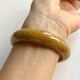 54.5mm A-Grade Natural Brown Jadeite Modern Round Bangle No. 600147