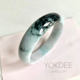 57.4mm A-Grade Natural Bluish Floral Modern Round Bangle No. 600159