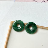 16.2 cts A-Grade Natural Dark Bluish Green Jadeite Donut Pair No.180176