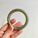 53.1mm A-Grade Natural Yellowish Green Brown Traditional Round Bangle No. 152028