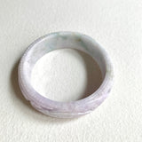 59.4mm A-Grade Natural Lavender Green Modern Round Bangle (With Carving) No. 151263