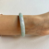 53.2mm A-Grade Natural Lavender Green Jadeite Modern Oval Bangle No. 152025