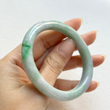 53.2mm A-Grade Natural Lavender Green Jadeite Modern Oval Bangle No. 152025