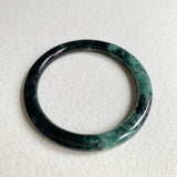 SOLD OUT: 61.8mm A-Grade Natural Black Bluish Green Modern Round Bangle No. 152026