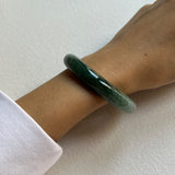 52.4mm A-Grade Natural Bluish Green Jadeite Modern Round Bangle No. 600153