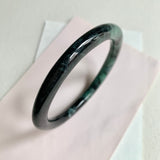 SOLD OUT: 61.8mm A-Grade Natural Black Bluish Green Modern Round Bangle No. 152026