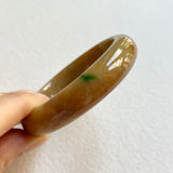 54.5mm A-Grade Natural Brown Jadeite Modern Round Bangle No. 600147