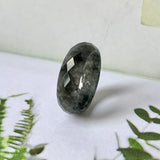 19.1mm A-Grade Natural Black Jadeite Abacus Ring Band (Faceted) No.162000