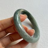 52.4mm A-Grade Natural Bluish Green Jadeite Modern Round Bangle No. 600153