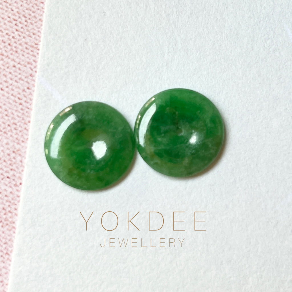 7 cts A-Grade Natural Imperial Green Jadeite Donut Pair No.180821