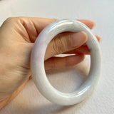 57.6mm A-Grade Natural Lavender Green Jadeite Traditional Round Bangle No. 151679