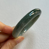 52.4mm A-Grade Natural Bluish Green Jadeite Modern Round Bangle No. 600153