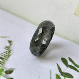 19.1mm A-Grade Natural Black Jadeite Abacus Ring Band (Faceted) No.162000