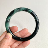 SOLD OUT: 61.8mm A-Grade Natural Black Bluish Green Modern Round Bangle No. 152026