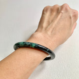 SOLD OUT: 61.8mm A-Grade Natural Black Bluish Green Modern Round Bangle No. 152026