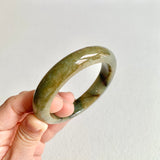 52.8mm A-Grade Natural Greenish Brown Modern Round Bangle No. 600150