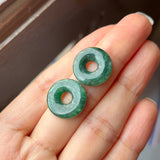 16.2 cts A-Grade Natural Dark Bluish Green Jadeite Donut Pair No.180176