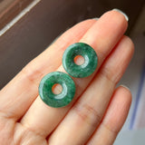 16.2 cts A-Grade Natural Dark Bluish Green Jadeite Donut Pair No.180176