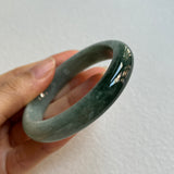 52.4mm A-Grade Natural Bluish Green Jadeite Modern Round Bangle No. 600153