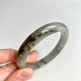 56.3mm A-Grade Natural Green Grey Modern Round Bangle No. 600121