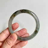 56.3mm A-Grade Natural Green Grey Modern Round Bangle No. 600121