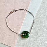 A-Grade Natural Dark Green Jadeite Bagel Bracelet No.190444