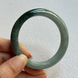 52.4mm A-Grade Natural Bluish Green Jadeite Modern Round Bangle No. 600153