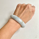 58.1mm A-Grade Natural White Green Modern Round Bangle No. 600145