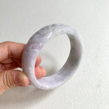 59.4mm A-Grade Natural Lavender Green Modern Round Bangle (With Carving) No. 151263