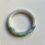 57.5mm A-Grade Natural Lavender Green Floral Jadeite Modern Round Bangle No. 600156