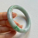 53.2mm A-Grade Natural Lavender Green Jadeite Modern Oval Bangle No. 152025