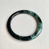 SOLD OUT: 61.8mm A-Grade Natural Black Bluish Green Modern Round Bangle No. 152026