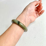 52.8mm A-Grade Natural Greenish Brown Modern Round Bangle No. 600150