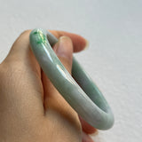 53.2mm A-Grade Natural Lavender Green Jadeite Modern Oval Bangle No. 152025