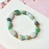 A-Grade Natural Multi-Colour Jadeite Pebble Bean Beaded Bracelet No.190451