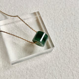 A-Grade Natural Bluish Green Jadeite Barrel Pendant No. 172494