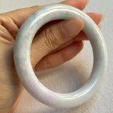 57.6mm A-Grade Natural Lavender Green Jadeite Traditional Round Bangle No. 151679