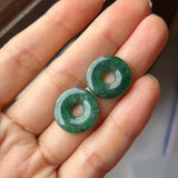 16.2 cts A-Grade Natural Dark Bluish Green Jadeite Donut Pair No.180176